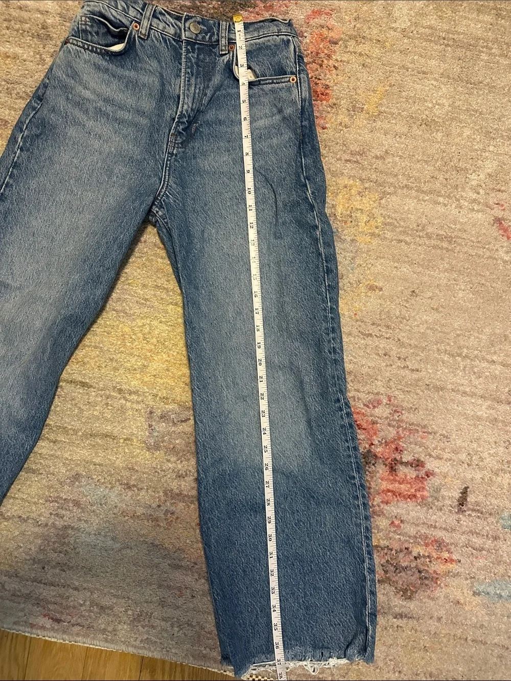 Reformation Cary High Rise Slouchy Wide Leg Jeans - Size 24 - with frayed hem